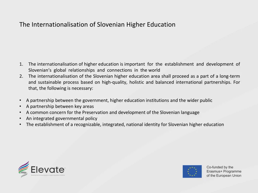 the internationalisation of slovenian higher