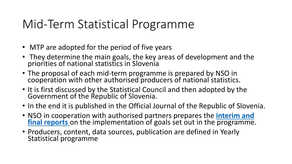 mid term statistical programme