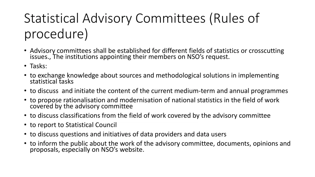 statistical advisory committees rules of procedure