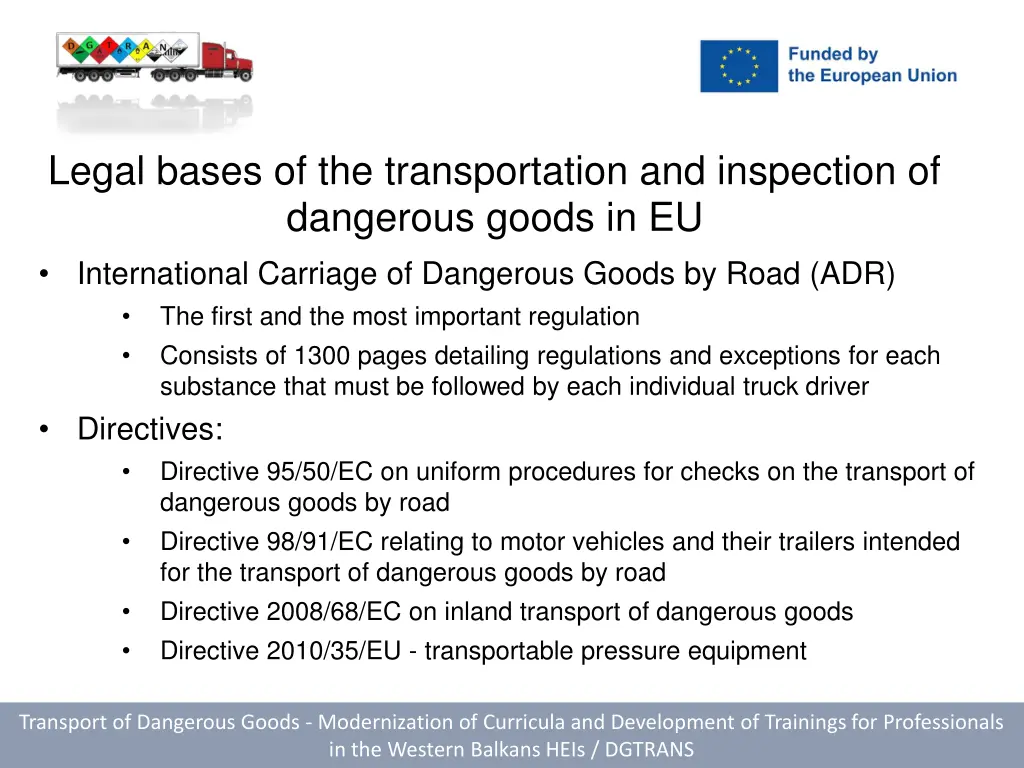 legal bases of the transportation and inspection