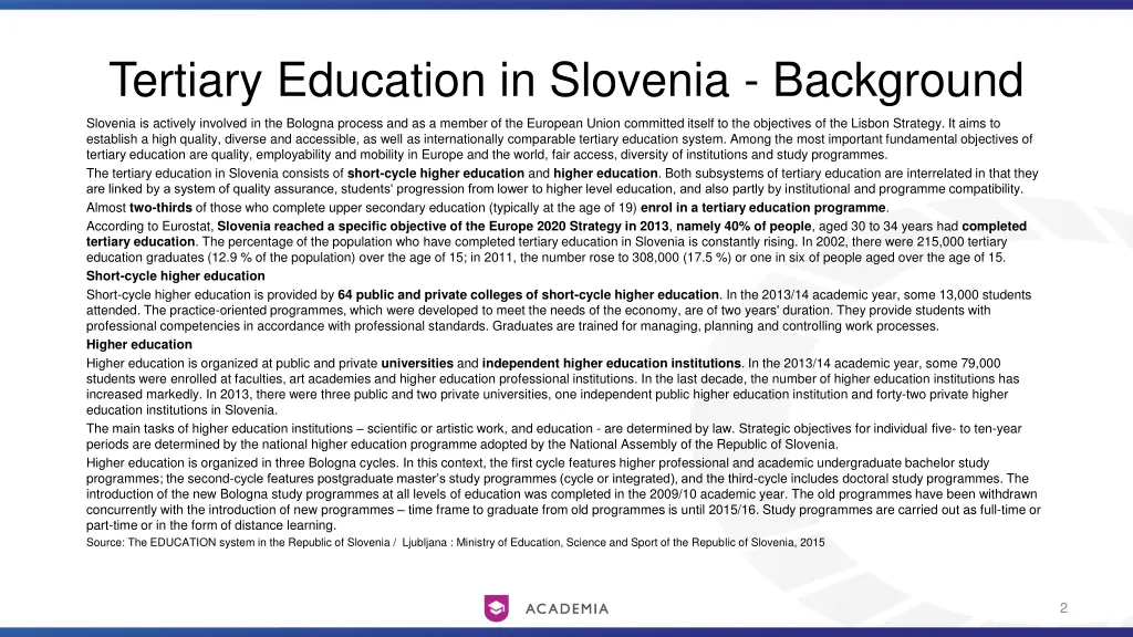 tertiary education in slovenia background