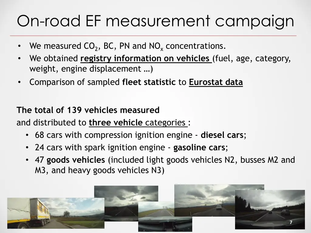 on road ef measurement campaign