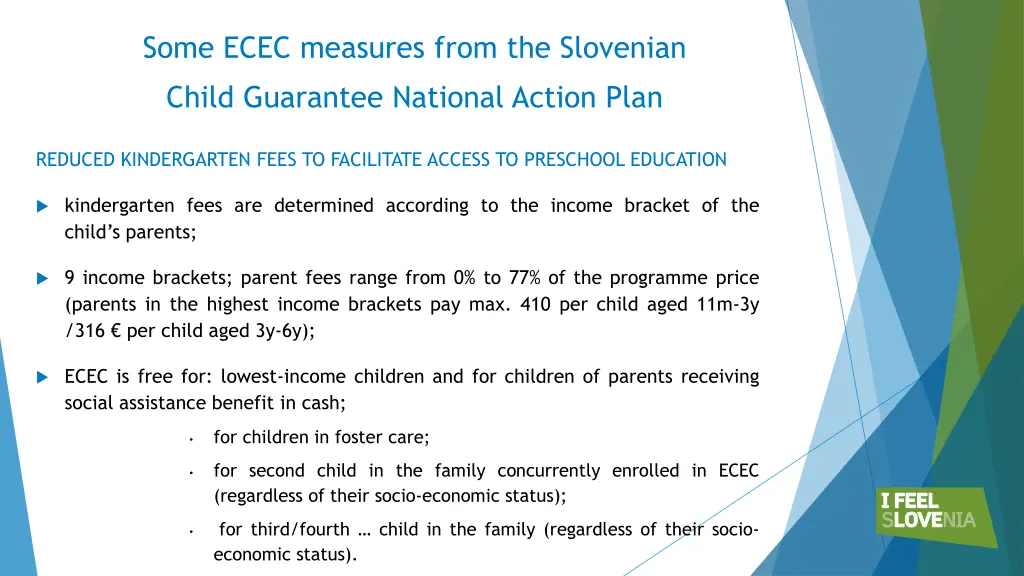 some ecec measures from the slovenian