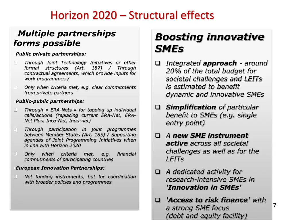 horizon 2020 structural effects