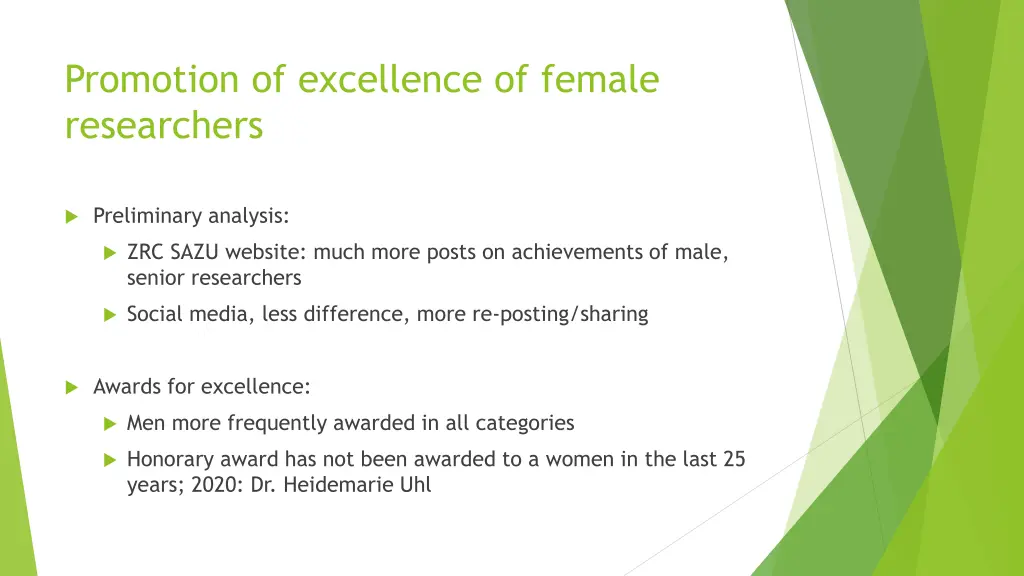 promotion of excellence of female researchers