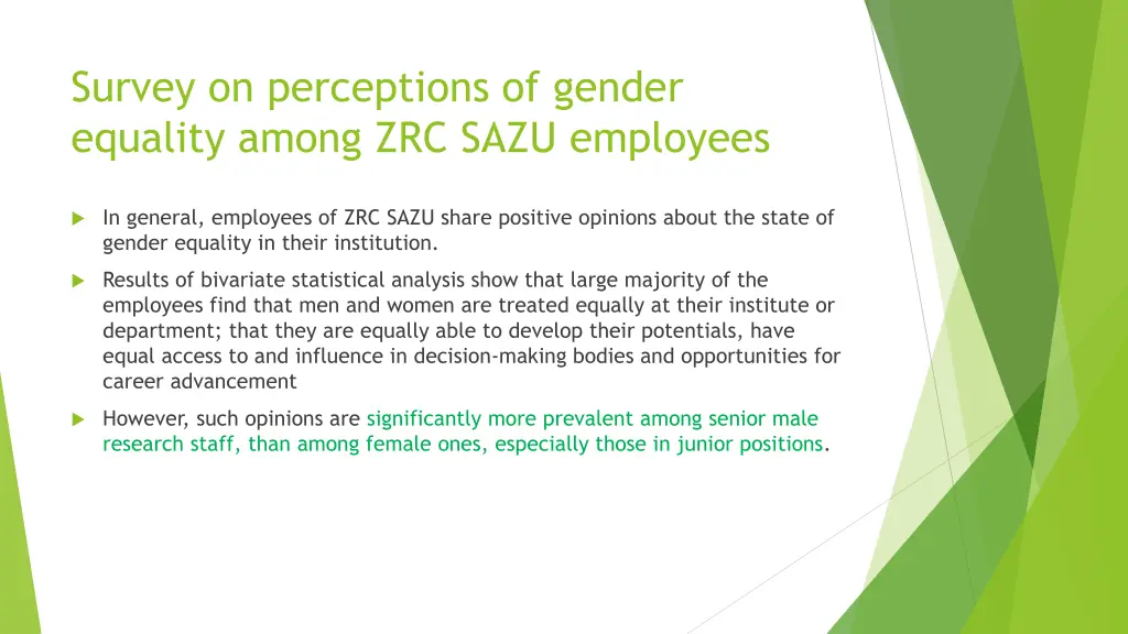 survey on perceptions of gender equality among