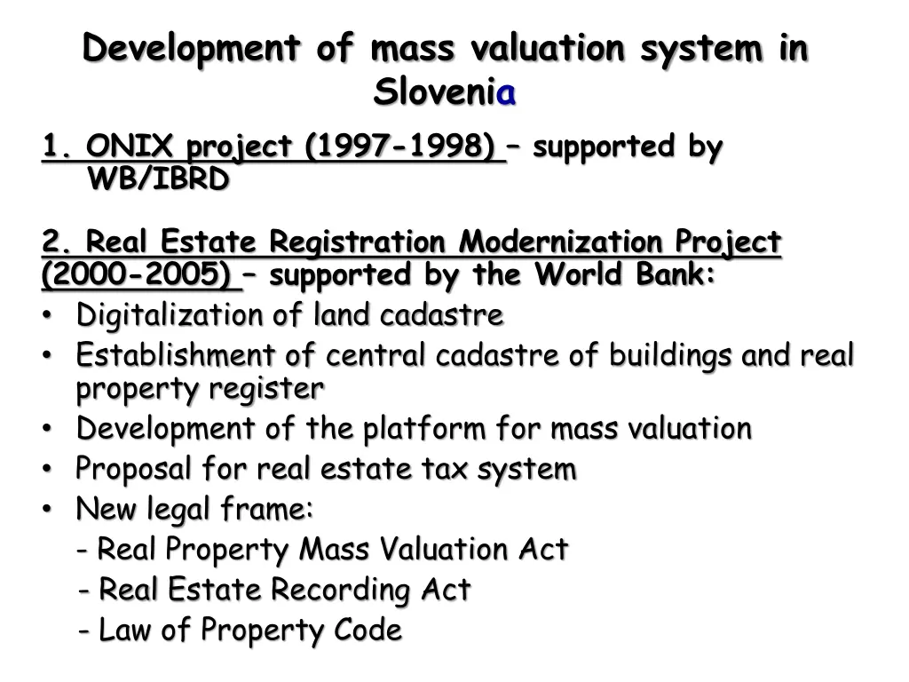 development of mass valuation system in slovenia