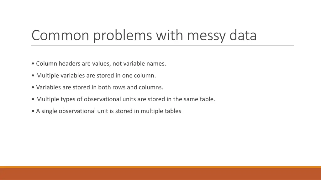 common problems with messy data