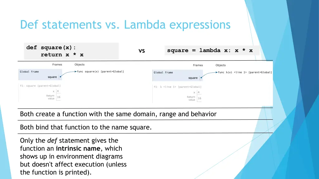 def statements vs lambda expressions