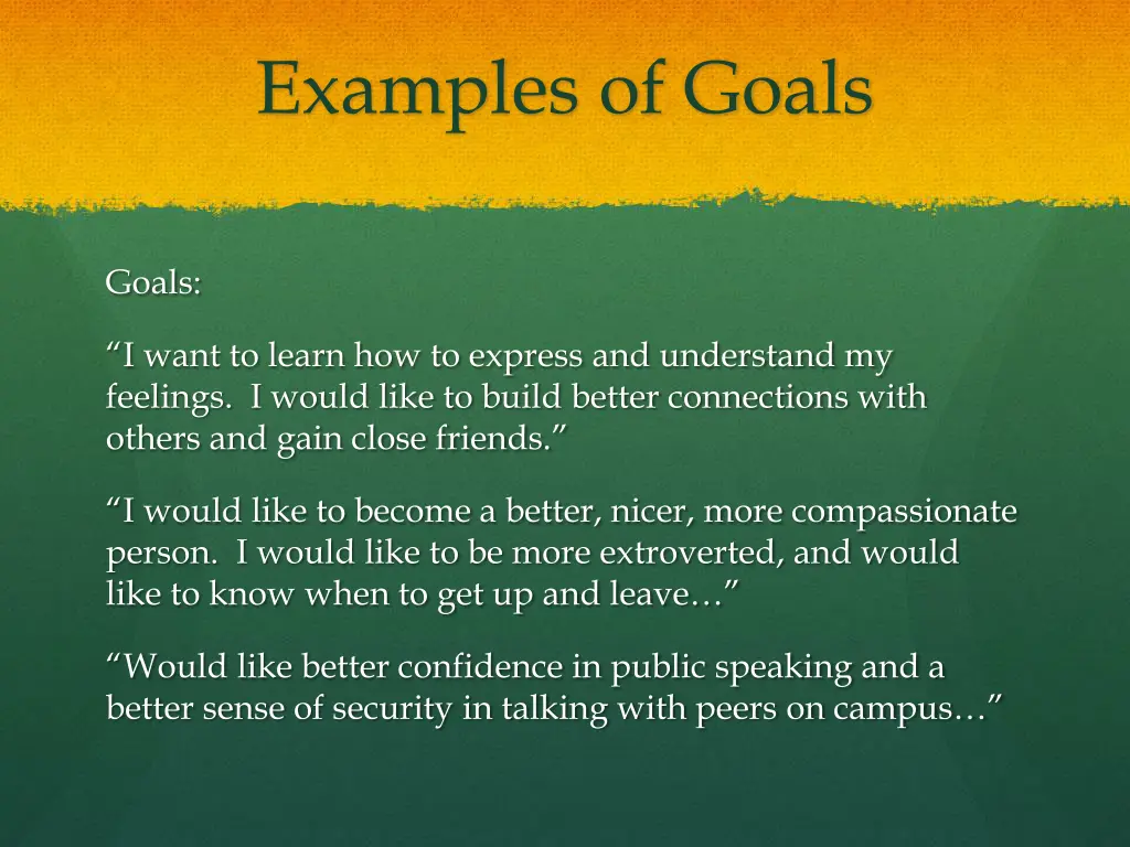 examples of goals