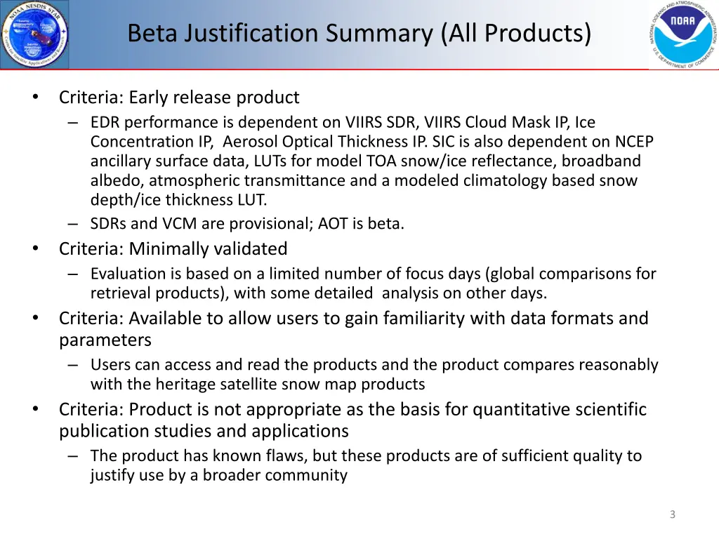 beta justification summary all products