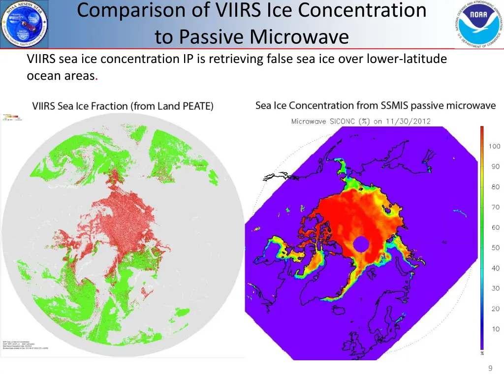 comparison of viirs ice concentration to passive