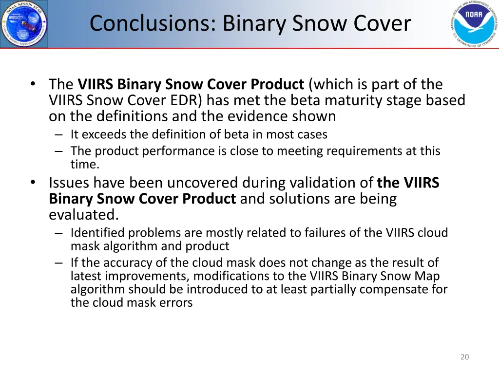 conclusions binary snow cover