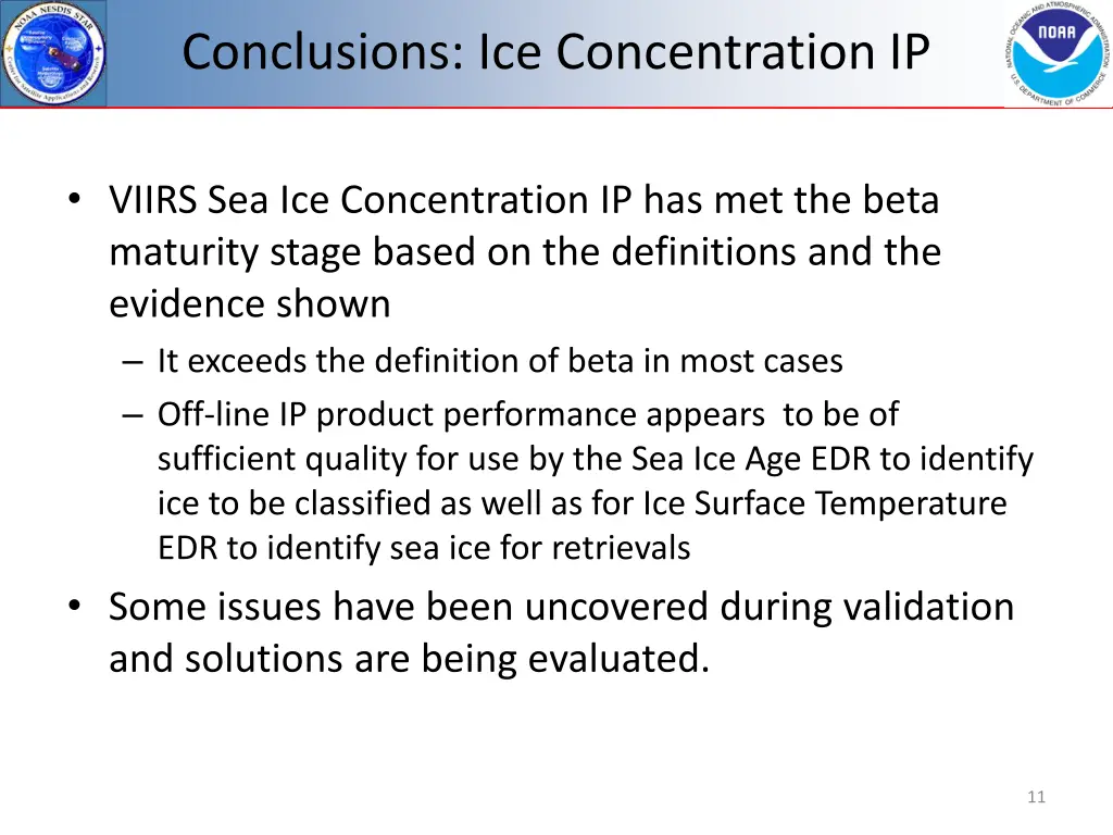 conclusions ice concentration ip