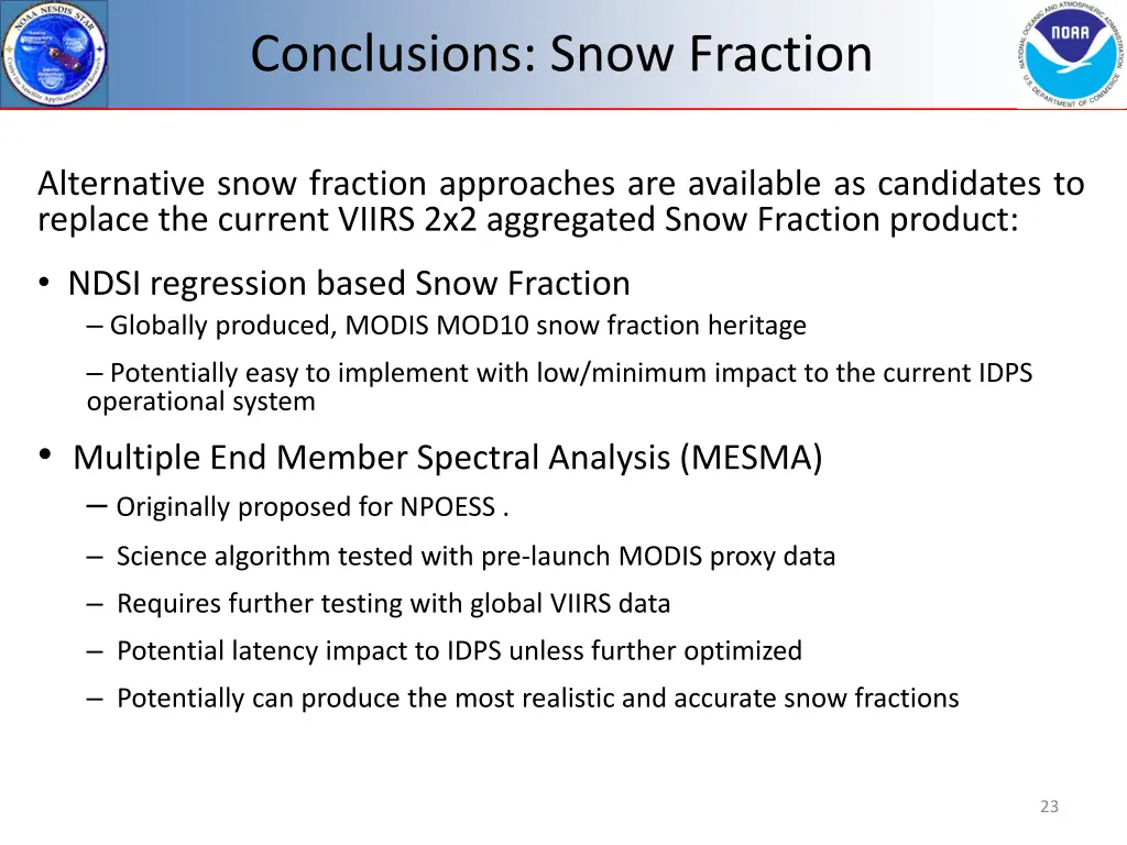 conclusions snow fraction