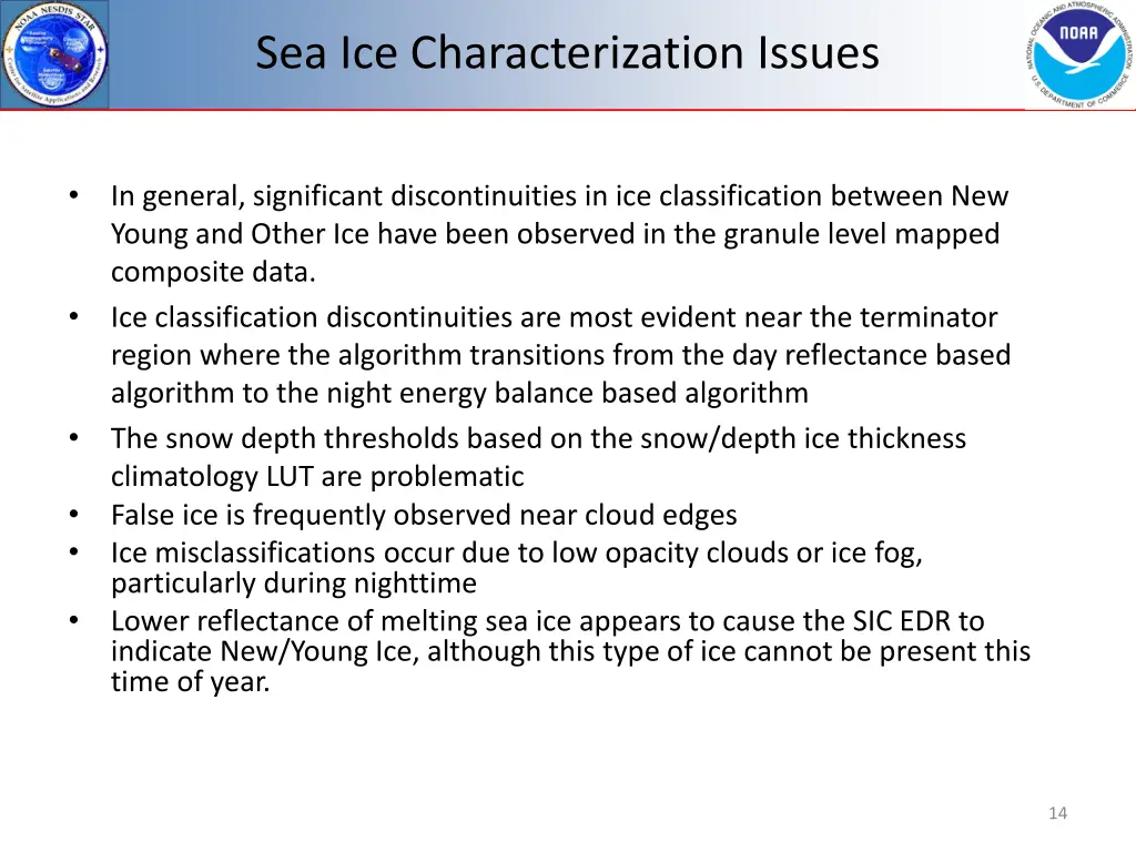 sea ice characterization issues