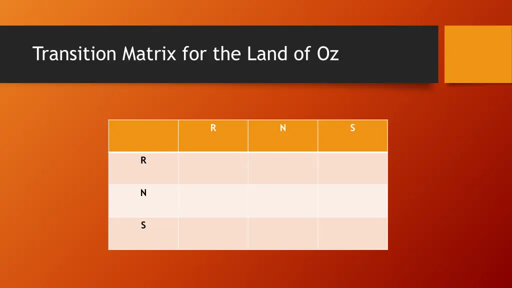 transition matrix for the land of oz