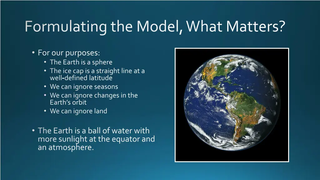 formulating the model what matters