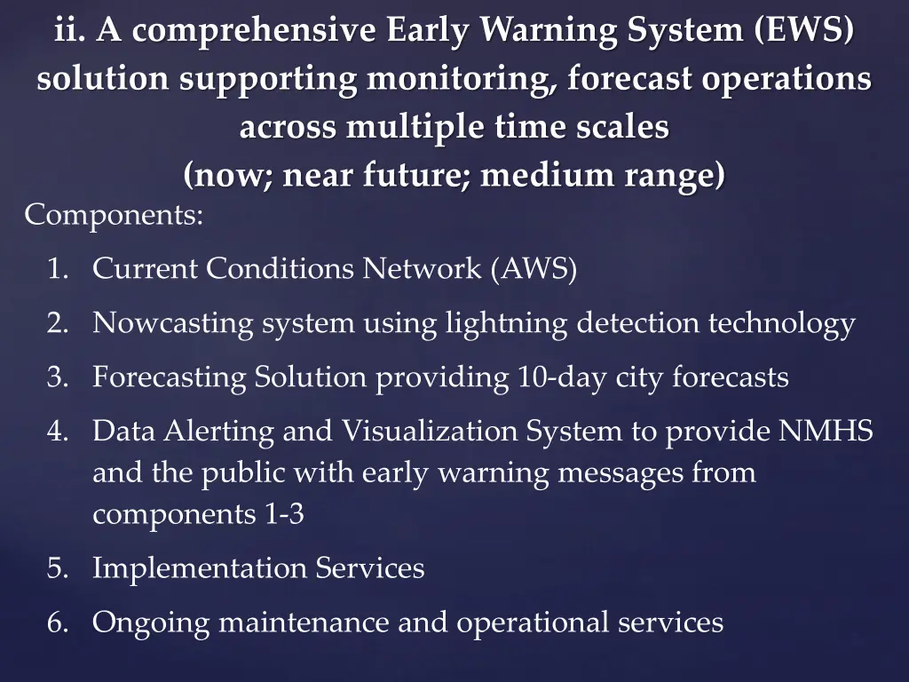 ii a comprehensive early warning system 1