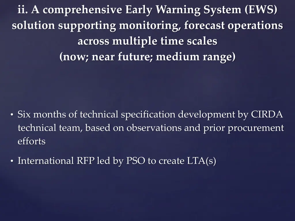 ii a comprehensive early warning system