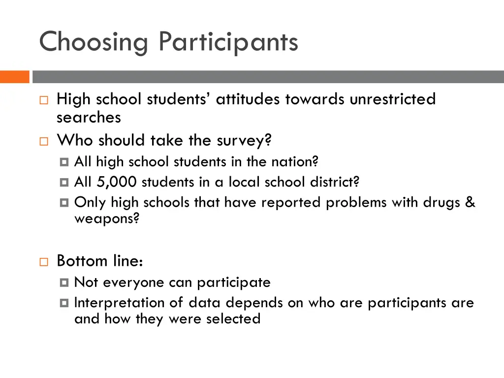 choosing participants