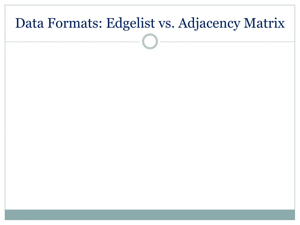 data formats edgelist vs adjacency matrix