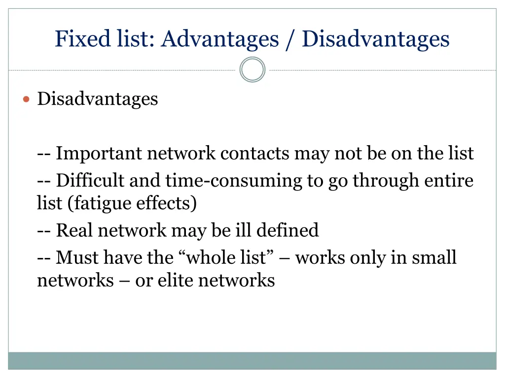 fixed list advantages disadvantages 1