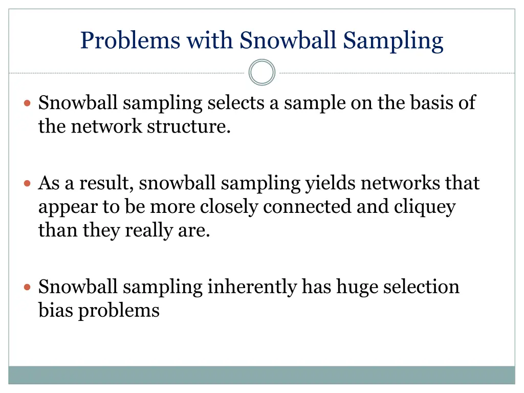 problems with snowball sampling