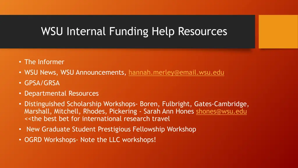 wsu internal funding help resources