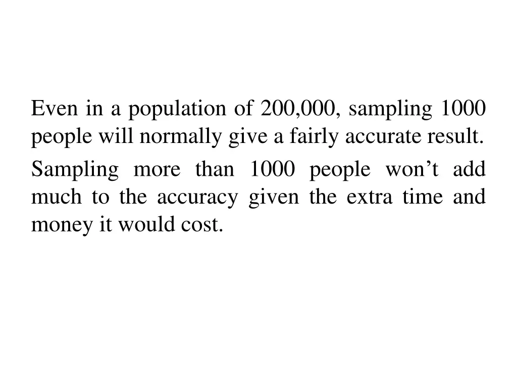 even in a population of 200 000 sampling 1000