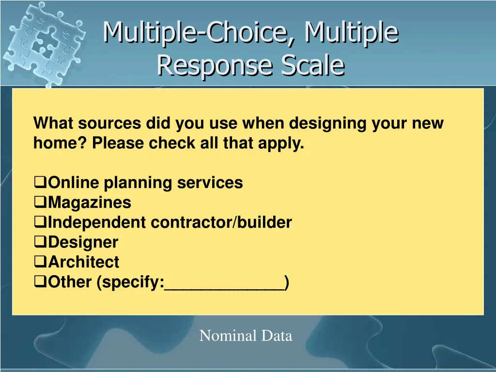 multiple choice multiple response scale