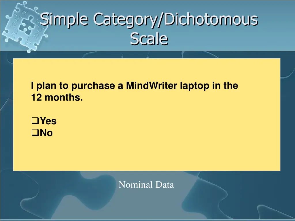 simple category dichotomous scale