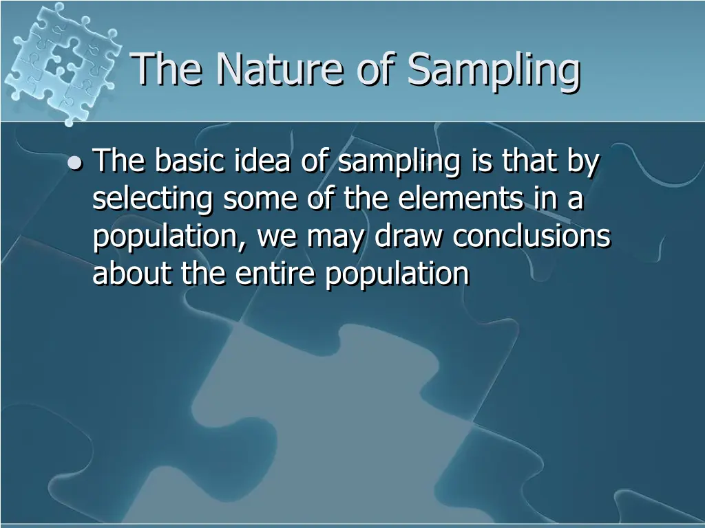 the nature of sampling