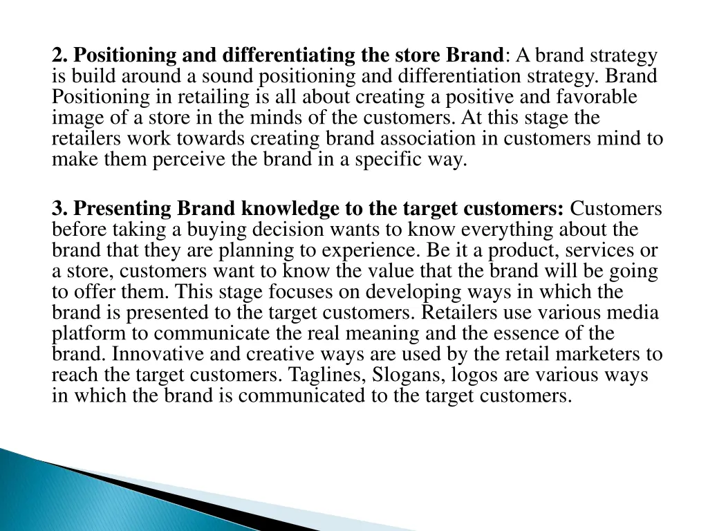 2 positioning and differentiating the store brand