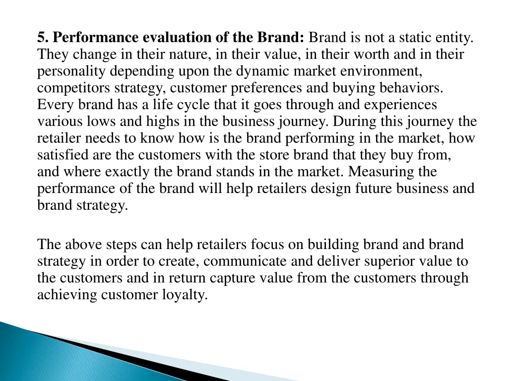 5 performance evaluation of the brand brand