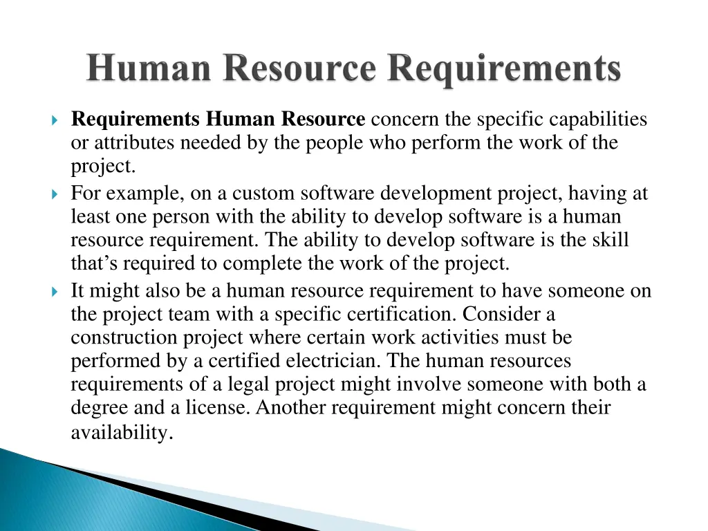 requirements human resource concern the specific