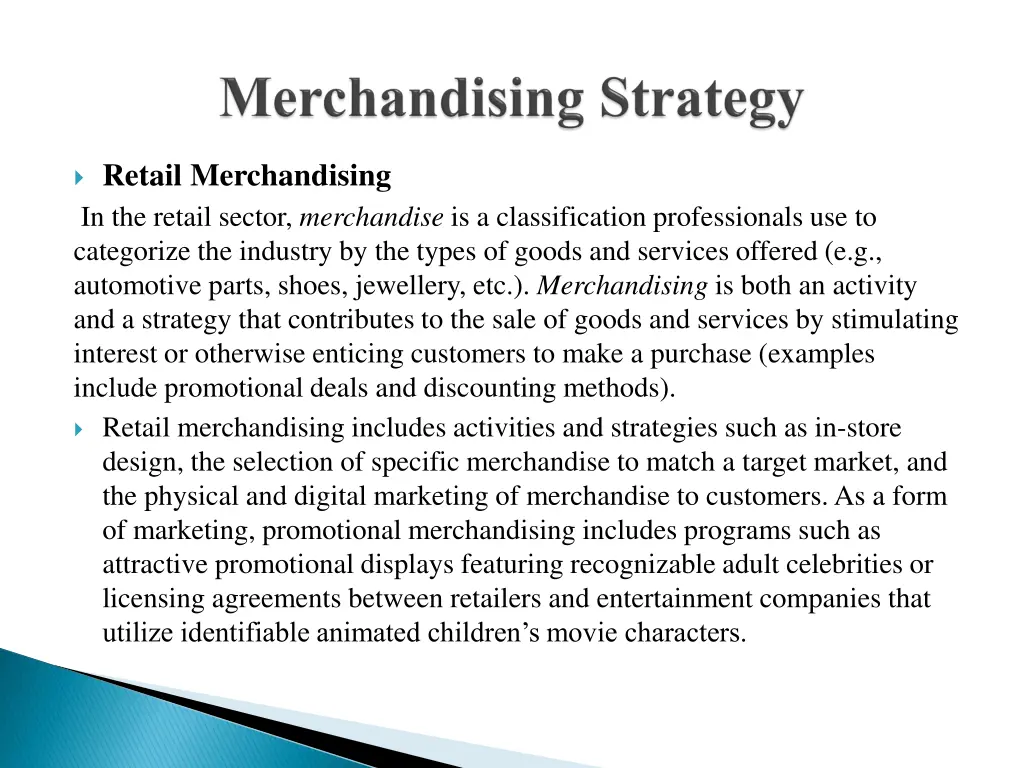 retail merchandising in the retail sector