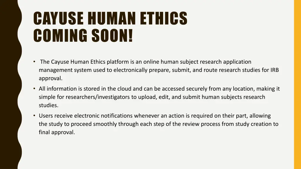 cayuse human ethics coming soon