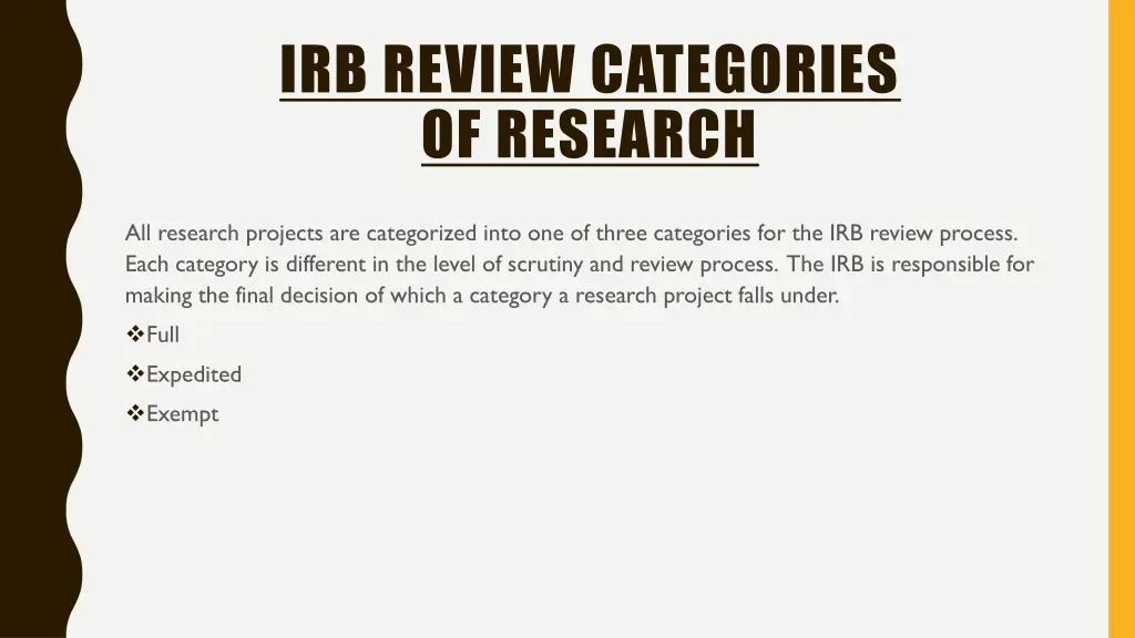 irb review categories of research