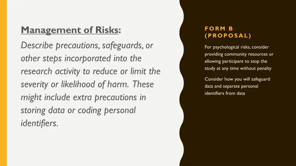 management of risks describe precautions