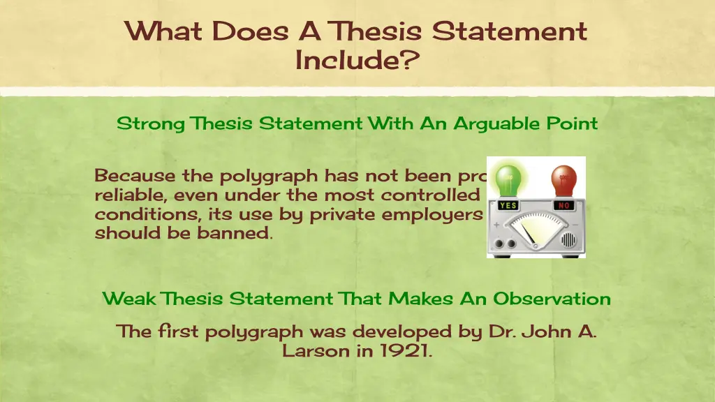 what does a thesis statement include 1