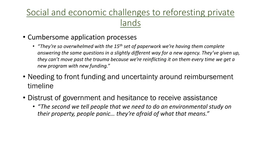 social and economic challenges to reforesting