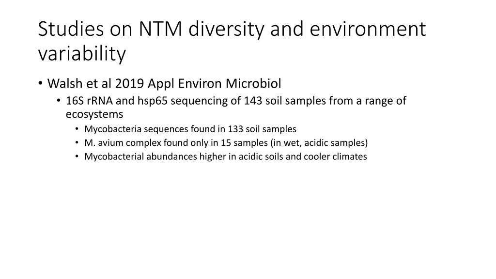 studies on ntm diversity and environment 1