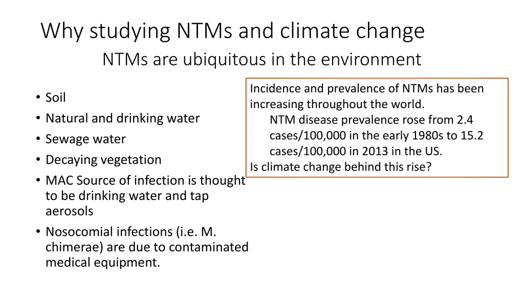 why studying ntms and climate change