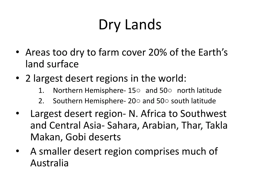 dry lands