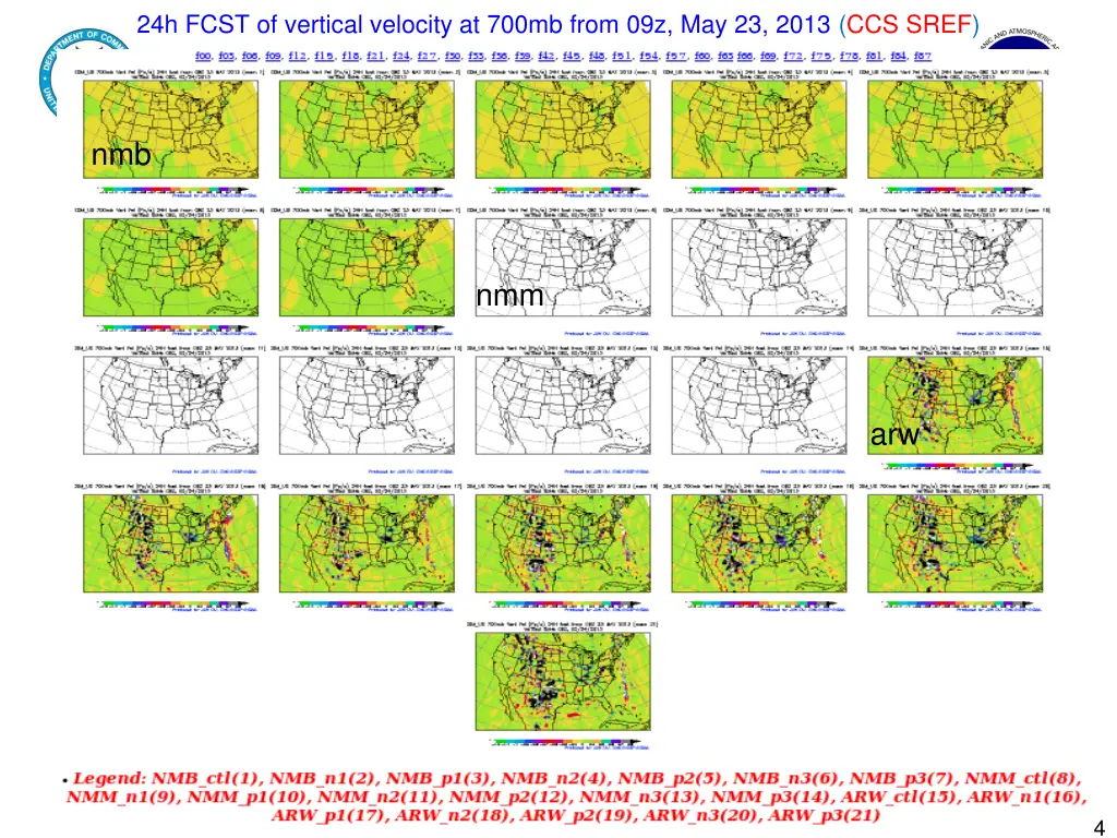 24h fcst of vertical velocity at 700mb from