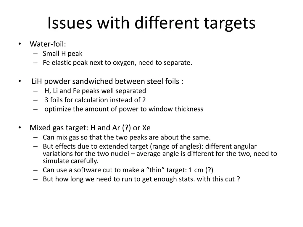 issues with different targets