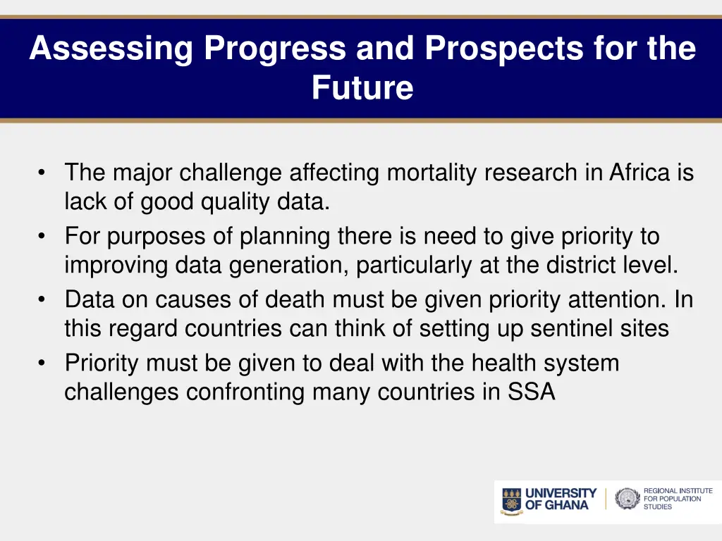 assessing progress and prospects for the future