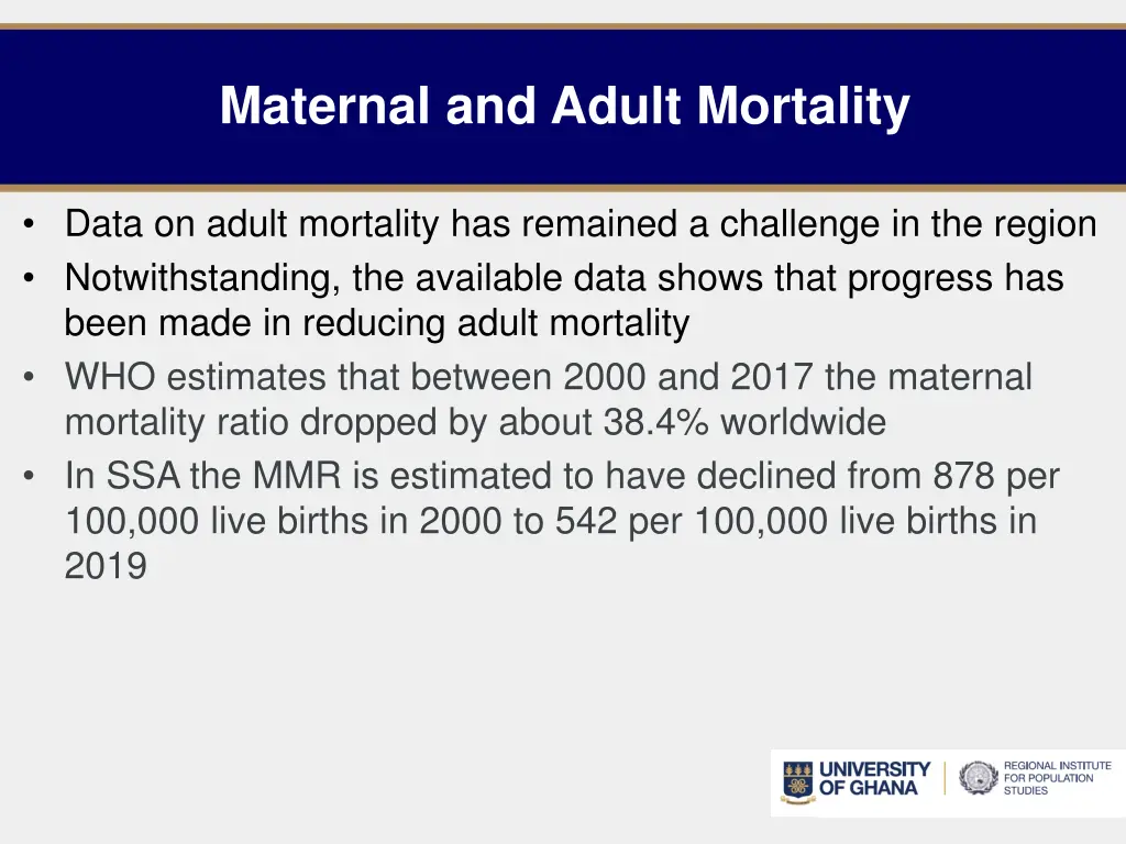 maternal and adult mortality