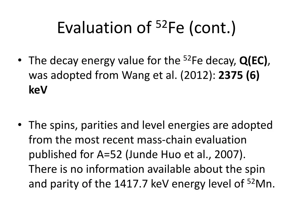 evaluation of 52 fe cont 2